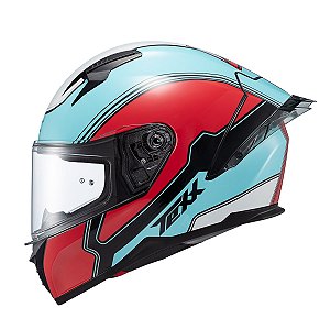 Capacete Texx Fecha Raptor Hornet Azu Verm Branc Bril 62 [F016]