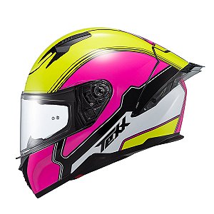 Capacete Texx Fecha Raptor Hornet Verd Ros Branc Bril 60 [F016]