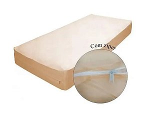 Protetor De Lençol Pvc 1,90 X 0,90 X 0,20 Solteiro Bege Ziper 145-21 Luxo Seniorcare [F132]
