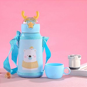 Garrafinha Squeeze Infantil Garrafa Canudo Térmica Cor:azul [F102]