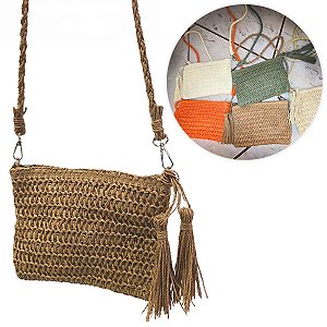 Bolsa Artesanal Lateral Transversal Casual Praia Cor:branco [F102]