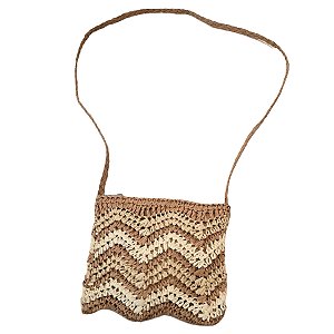 Bolsa Artesanal Lateral Listrada Transversal Cor:marrom [F102]