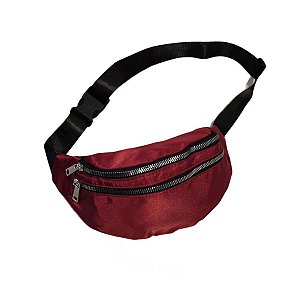 Pochete Bolsa Academia Cintura 2 Compartimentos Cor:vinho [F102]
