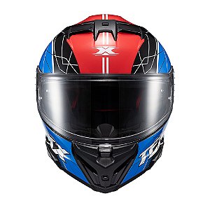 Capacete Texx Fecha Kaiman Vector Azu Verm Pret Branc Bril 62 [F016]