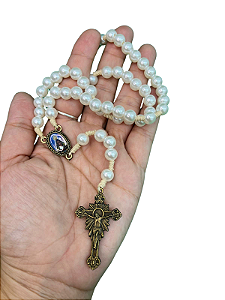 Terco Perola 8mm Nossa Senhora Aparecida Ouro Velho