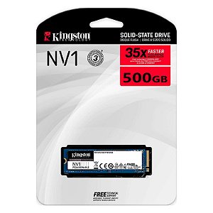 HD SSD Kingston NV1 500GB,M.2 2280 NVMe, Leitura: 2100MB/s e Gravação: 1700MB/s - SNVS/500G