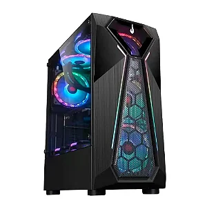 Gabinete Gamer Rise Mode X4 Glass, Barra de LED RGB, Lateral em Vidro Fumê, Preto - RM-X4-04-FB