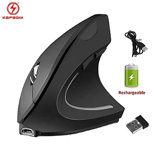 Mouse 2.4GHz sem fio mouse vertical, 6 botões com luz RGB, 1600 DPI ajustável