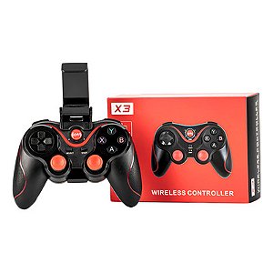 Controle Gamepad Bluetooth Smartphone Android Pc X3 Joystick Cor Preto