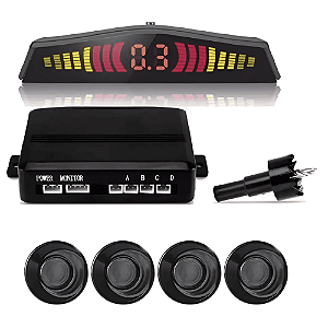 Sensor de Estacionamento Automotivo com Display Digital LED – Kit com 4 Sensores Ré Universal