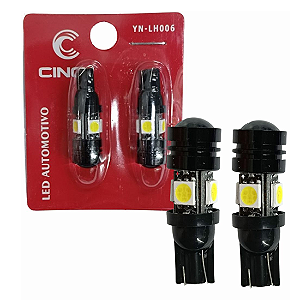 PAR DE LÂMPADA LED T10 W5W SUPER BRANCA – ALTO BRILHO E VISUAL PREMIUM