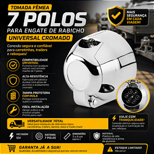 Tomada Fêmea Universal 7 Polos Cromada