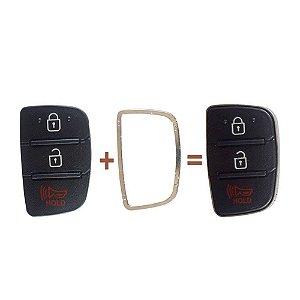 Moldura Cromada Chave Canivete Hyundai HB20 HB20S 3 Botões com Borracha