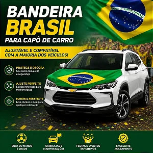 Capa para Capô Bandeira do Brasil em Tecido | Universal