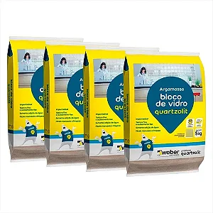 Kit 4x Argamassa Quartzolit 5kg Bloco De Vidro Original Branco