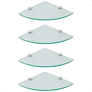 Kit 4 Prateleira Organizadora Cantoneira Porta Shampoo Vidro Transparente