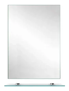 Espelho 50x40cm C/ Kit Instalação + Prateleira De Moldura Sem Moldura