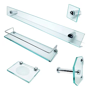 Kit De Acessórios P/ Banheiro 5 Pçs Em Vidro Incolor C600