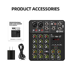 Mixer de áudio de 4/8 canais, controlador de dj, console de mixagem de som com b