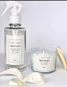 Kit Refúgio Água Perfumada para tecidos e Vela aromática