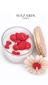 Vela Decorada Urso com Flor Flutuante