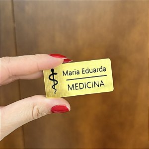 Broche Botton Crachá Personalizado com logo, nome e profissão em acrílico escovado