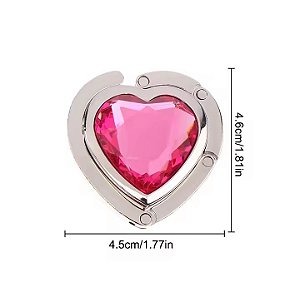 Gancho para Bolsas Portátil Coração Cristal