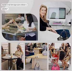 Agora chega de colocar sua bolsa no chão! Suporte Dobrável Elegante