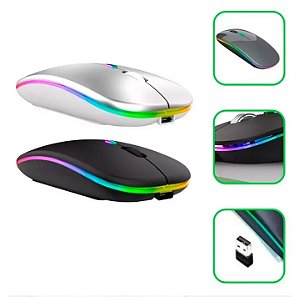 Mouse Wireless Recarregável Led RGB 2.4GHz