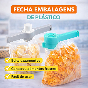 Prendedor de Saco com Tampa Dosadora – Fechador para Embalagens de Alimentos, Grãos, Cereais e Ração