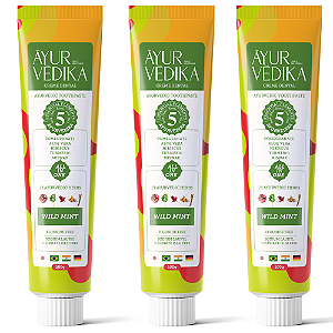 KIT 3 CREMES DENTAIS SEM FLÚOR WILD MINT 100G - ĀYURVÈDIKA