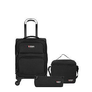 Kit Mochila Escola de Rodinha Preta Lancheira Estojo Xtrem