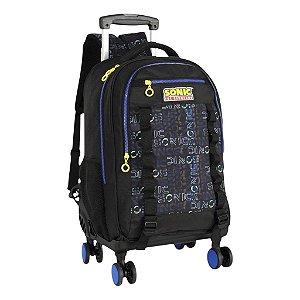 Mochila Infantil Escolar Rodinhas Preta Masculina Rodinhas Sonic