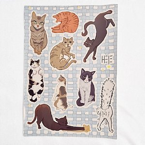 Cartela de adesivos gatos