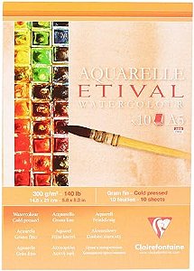 Papel para Aquarela Bloco Aquarelle Etival A5 300g 10 fl