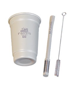 Kit Tereré Farm's Copo Aluminio 330ml + Bomba inox de mola
