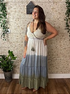 Vestido Longo Água Marinha Branco