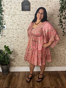 Vestido Longo Quartzo Rosa Manga