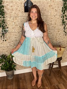 Vestido Curto Água Marinha Claro