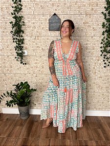 Vestido longo quartzo rosa