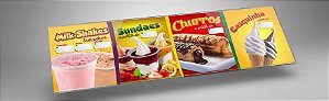 Painel de Menu de Milk Shakes, Sorvetes e Churros - 98x30CM