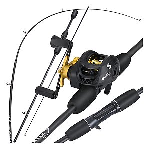 Kit De Pesca Carretilha 7,2:1 + Vara 5-10lb 1,80m 2 Partes