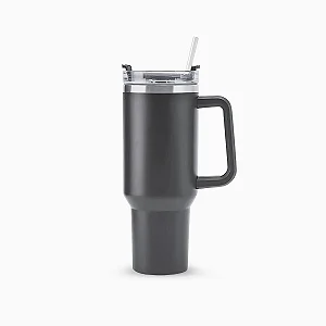 Copo Térmico Grande 1200 Ml Canudo Parede Dupla - Cinza