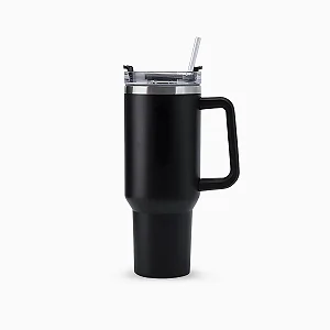 Copo Térmico Grande 1200 Ml Canudo Parede Dupla - Preto