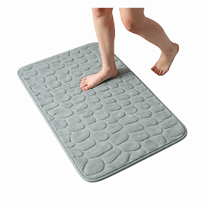 Tapete Banheiro Antiderrapante Pedras - Cinza