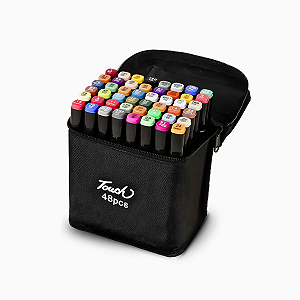 Conjunto De Canetas Marcador Permanente Ponta Dupla 48 Cores