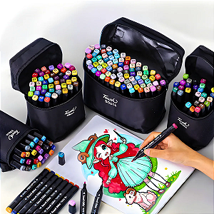 Conjunto De Canetas Marcador Permanente Ponta Dupla 24 Cores