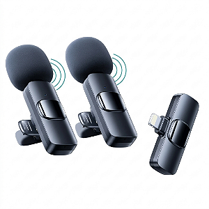 Kit 2 Microfone Lapela Wireless Sem Fio Para iPhone iPad Lightning