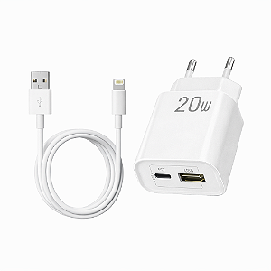 Kit Carregador Turbo 20W + Cabo Lightning