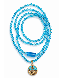 Guia de Iemanjá Cristal Azul com Pingente – 60 cm